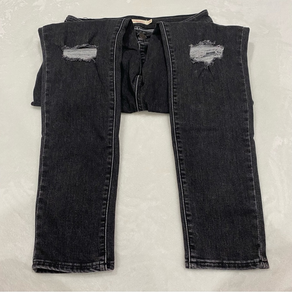 LEVI’S Women’s 721 High Rise Skinny Jeans - distressed black, size W29 L28 - Picture 4 of 12